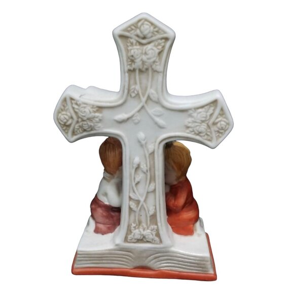Ceramic Cross with Children Praying Christian Art Decor Gift - Picture 4 of 5